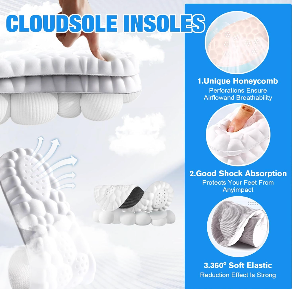 4D Cushioning Insoles – Ultra Soft, Anti-Fatigue, Thick Comfort Shoe Pads